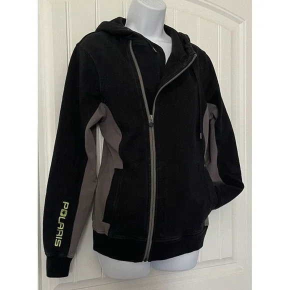 Polaris Jacket Womens Medium Black Gray Full Zip Hoodie Sweatshirt Long Sleeve - Picture 1 of 12